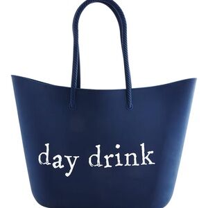Mud Pie Navy Tote with 'Day Drink' Design